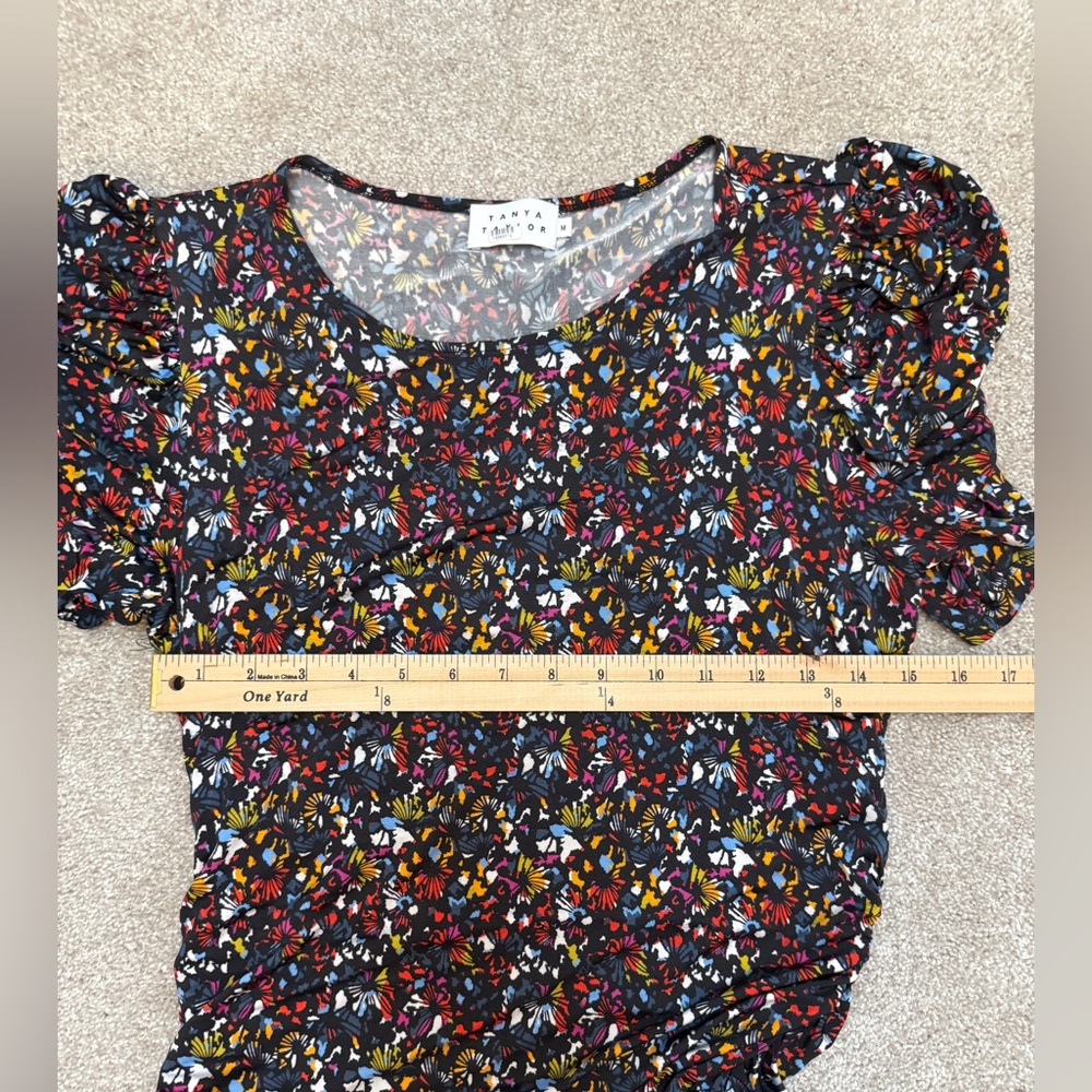 Tanya Taylor Multicolor Floral Effie Ruched Dress - size Medium - Picture 6 of 16